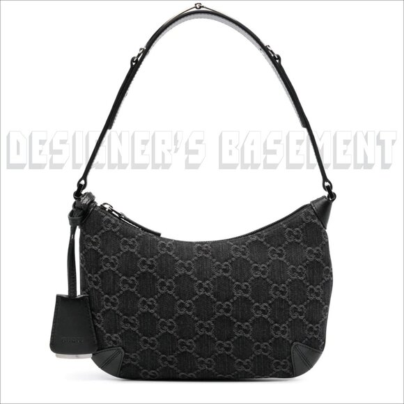 GUCCI black Jacquard Denim GG Monogram Horsebit detail SLIM small Shoulder bag🎁 - Picture 3 of 13